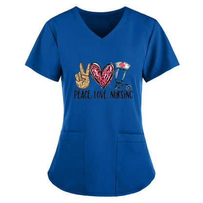 Cartoon Printed Nurse Uniform Scrubs