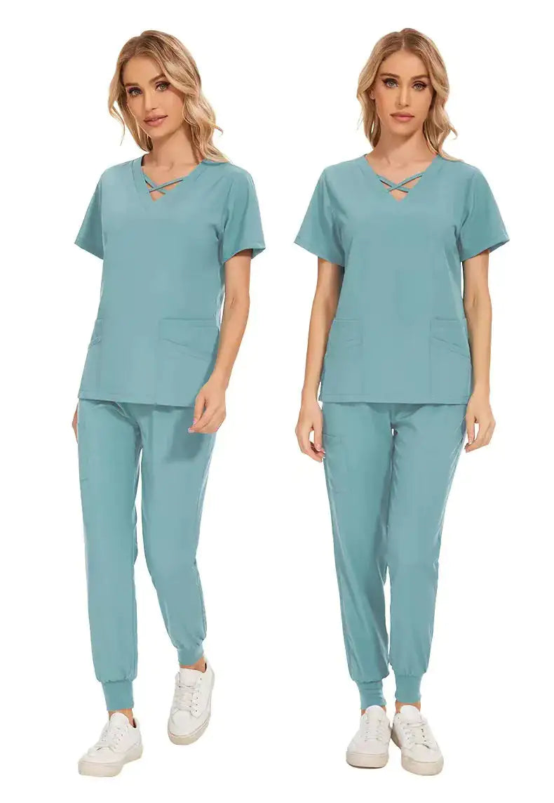 Stretch Women Slim Fit Scrubs Medical Uniforms Set