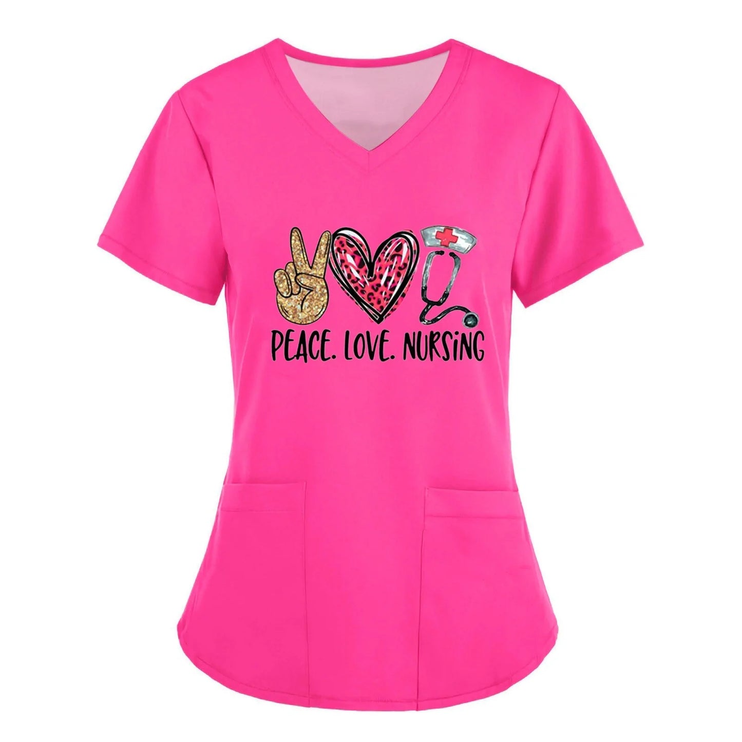 Cartoon Printed Nurse Uniform Scrubs