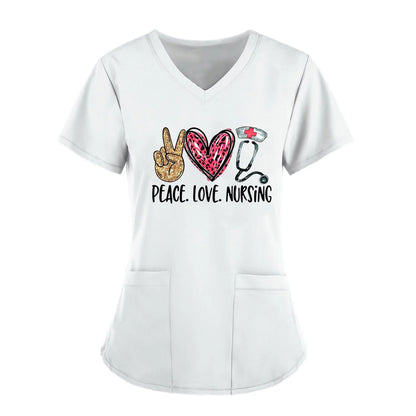 Cartoon Printed Nurse Uniform Scrubs