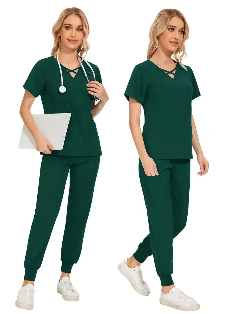 Stretch Women Slim Fit Scrubs Medical Uniforms Set