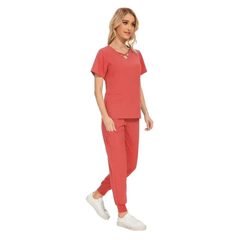 Stretch Women Slim Fit Scrubs Medical Uniforms Set