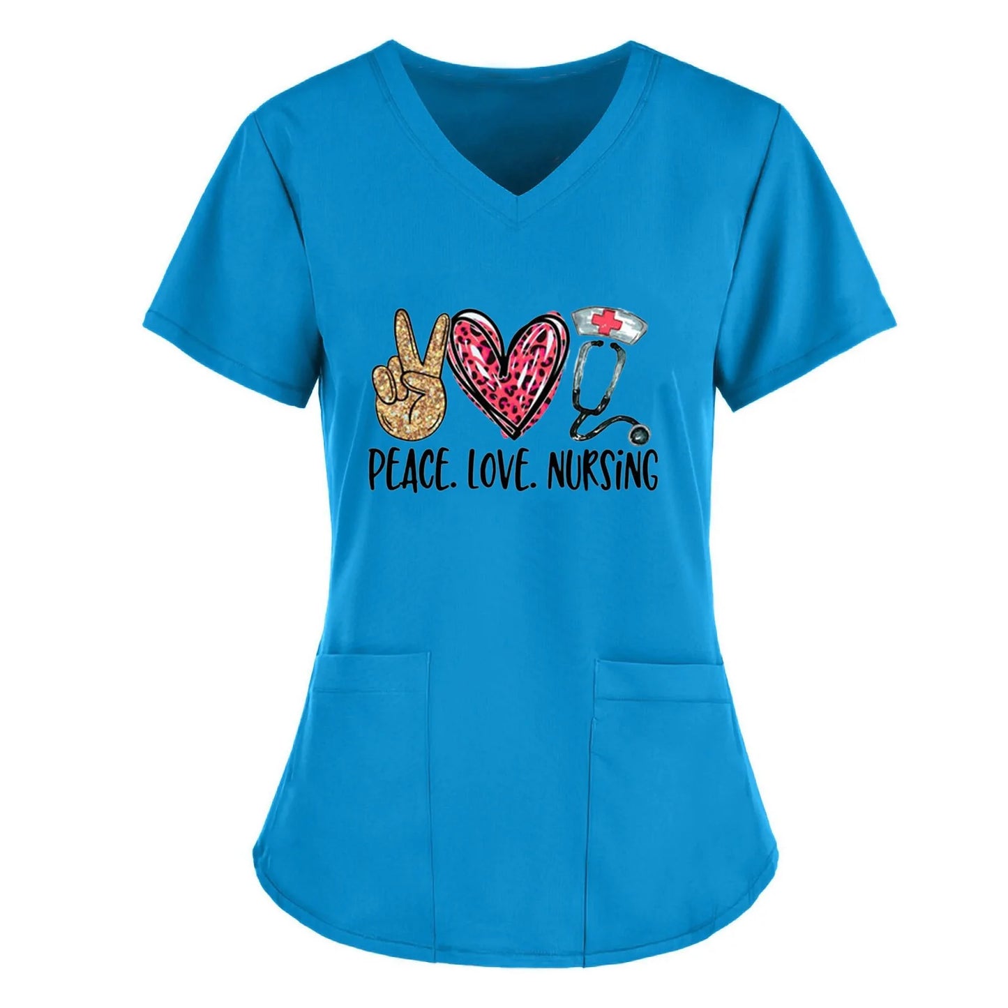 Cartoon Printed Nurse Uniform Scrubs